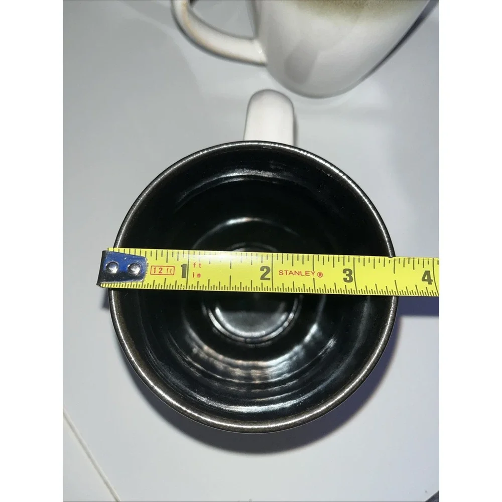 Sango Coffee Tea Cup Mug Nova Black 4932‎ Gray White Center Stoneware